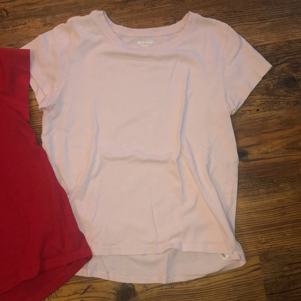 Old Navy l Two “softest tees” light light pink & red w/heart pocket